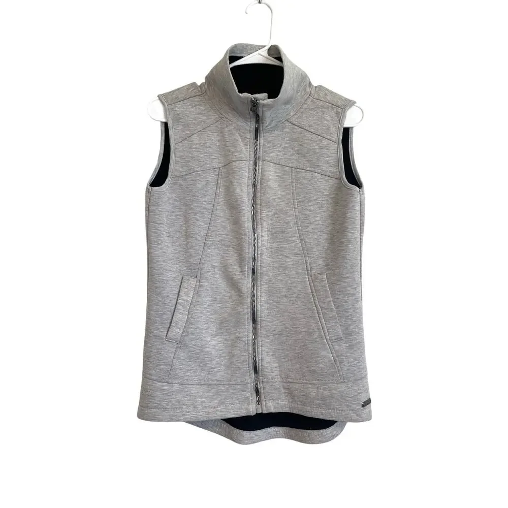 Betsey Johnson Performance Vest Gray Pockets Collar Zipper Solid Logo Small